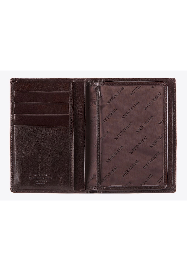 Portofel barbati Arizona - piele naturala - compartimentat - 10x12cm - maro inchis