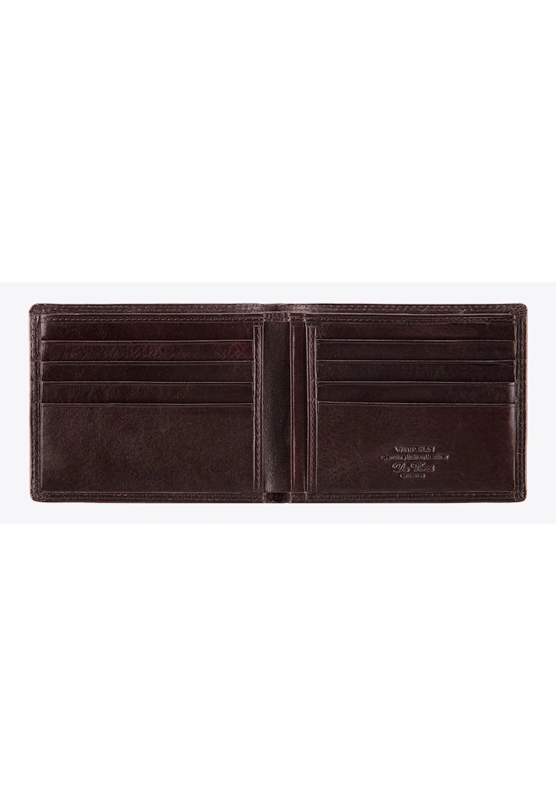 Portofel barbati Da Vinci - din piele naturala - 2 compartimente pentru bancnote - 8 locuri pentru carduri - 10x12 -5cm - maro