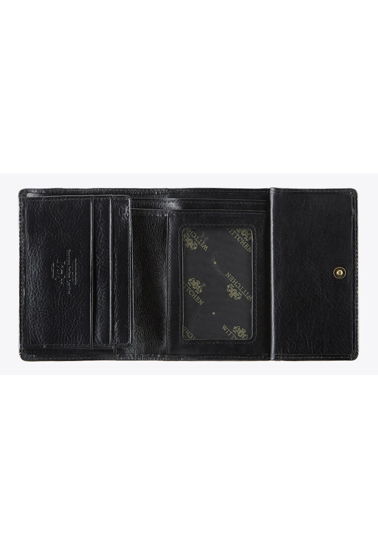 Wittchen Portofel dama piele naturala - 9 -5x12cm - negru-auriu - cu compartimente pentru bancnote si carduri