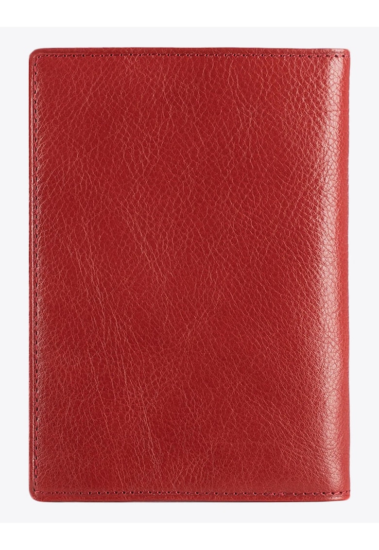 Husa pentru pasaport piele naturala - rosu - 9 -5x13 -5cm
