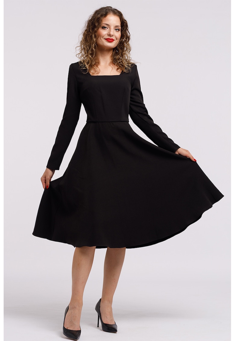 Rochie midi evazata - Negru