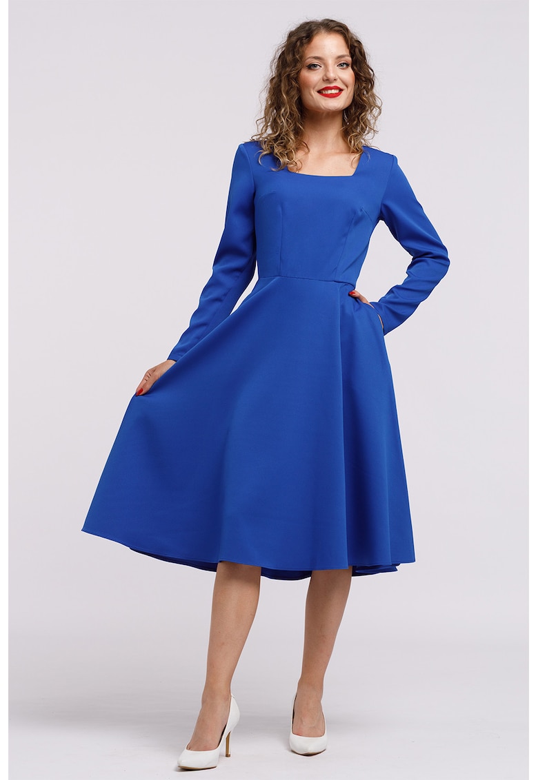 Rochie midi evazata - Albastru royal