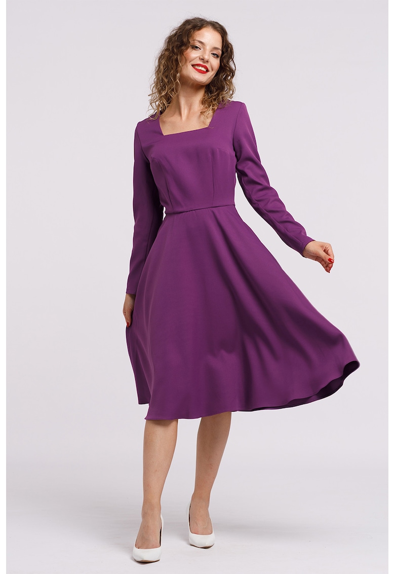 Rochie midi evazata - Mov inchis
