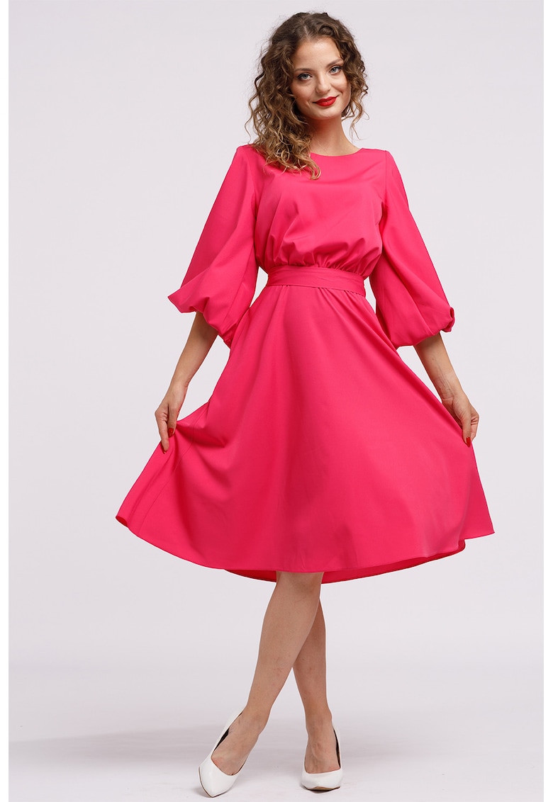 Rochie midi evazata cu cordon