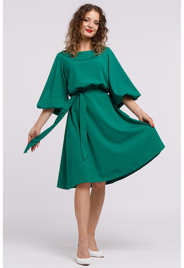 Rochie midi evazata cu cordon