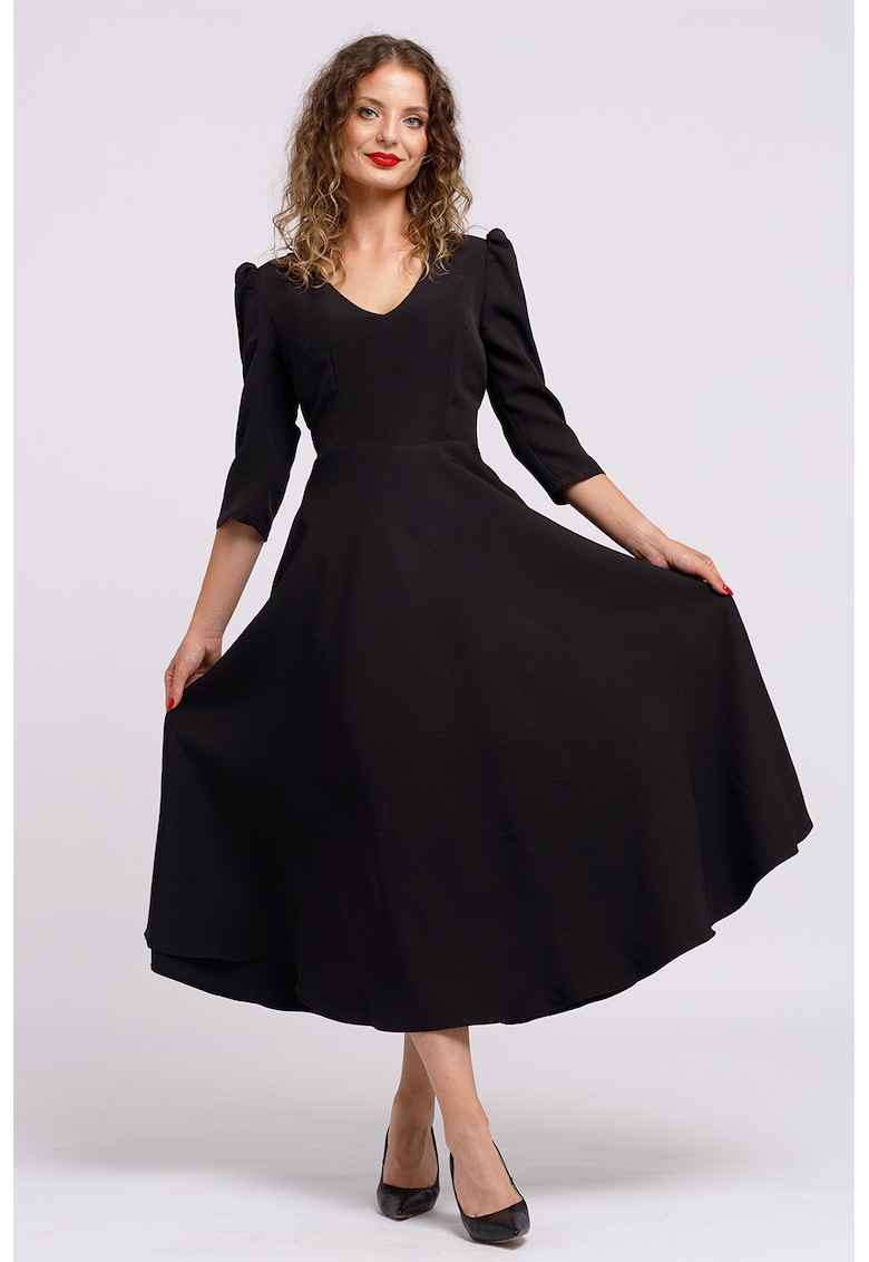 Rochie cu croiala in A si maneci bufante