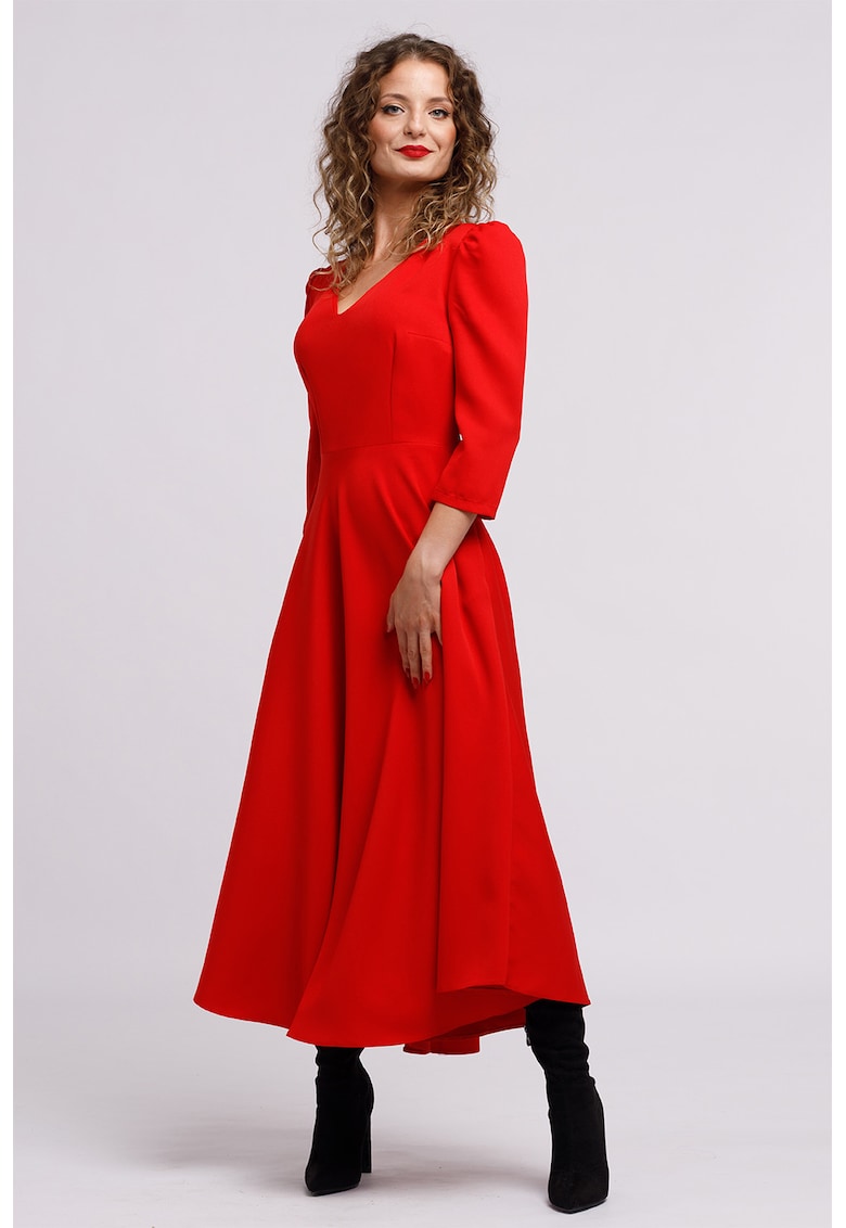 Rochie cu croiala in A si maneci bufante