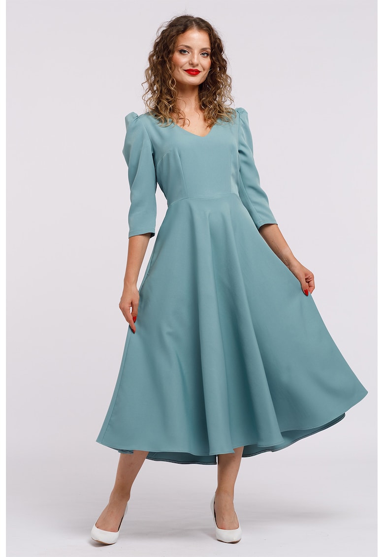Rochie cu croiala in A si maneci bufante