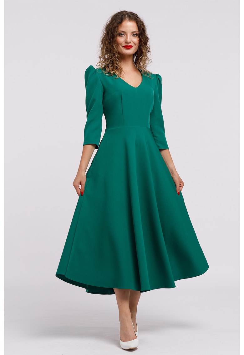 Rochie cu croiala in A si maneci bufante