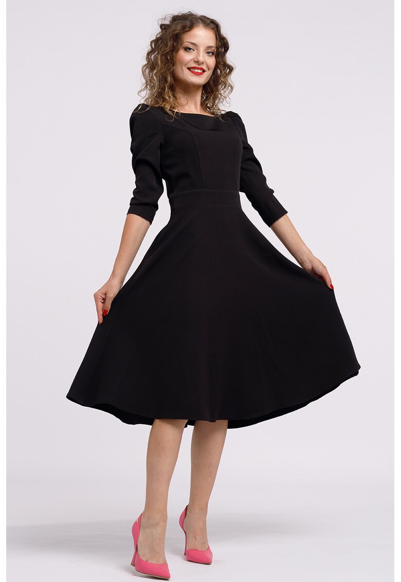 Rochie midi evazata cu fermoar