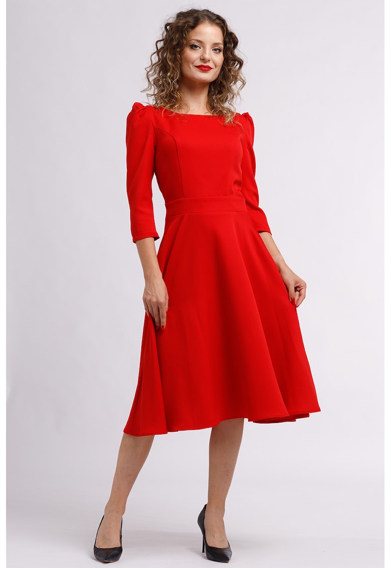 Rochie midi evazata cu fermoar