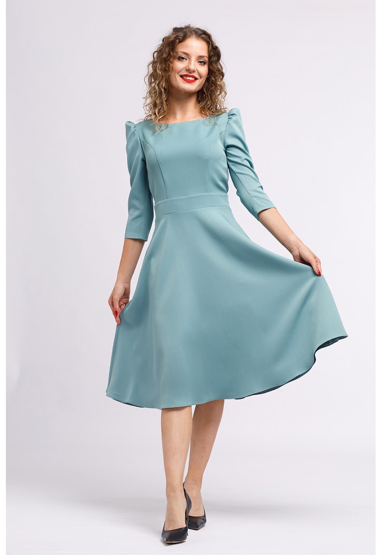 Rochie midi evazata cu fermoar