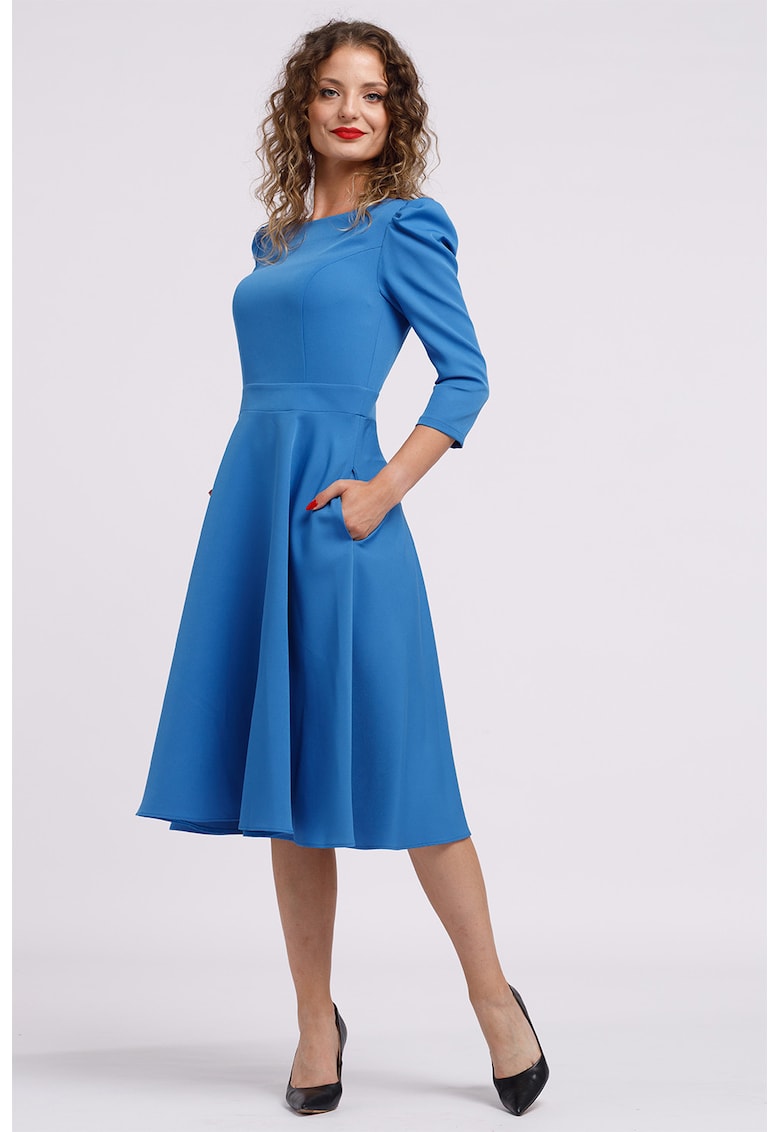 Rochie midi evazata cu fermoar