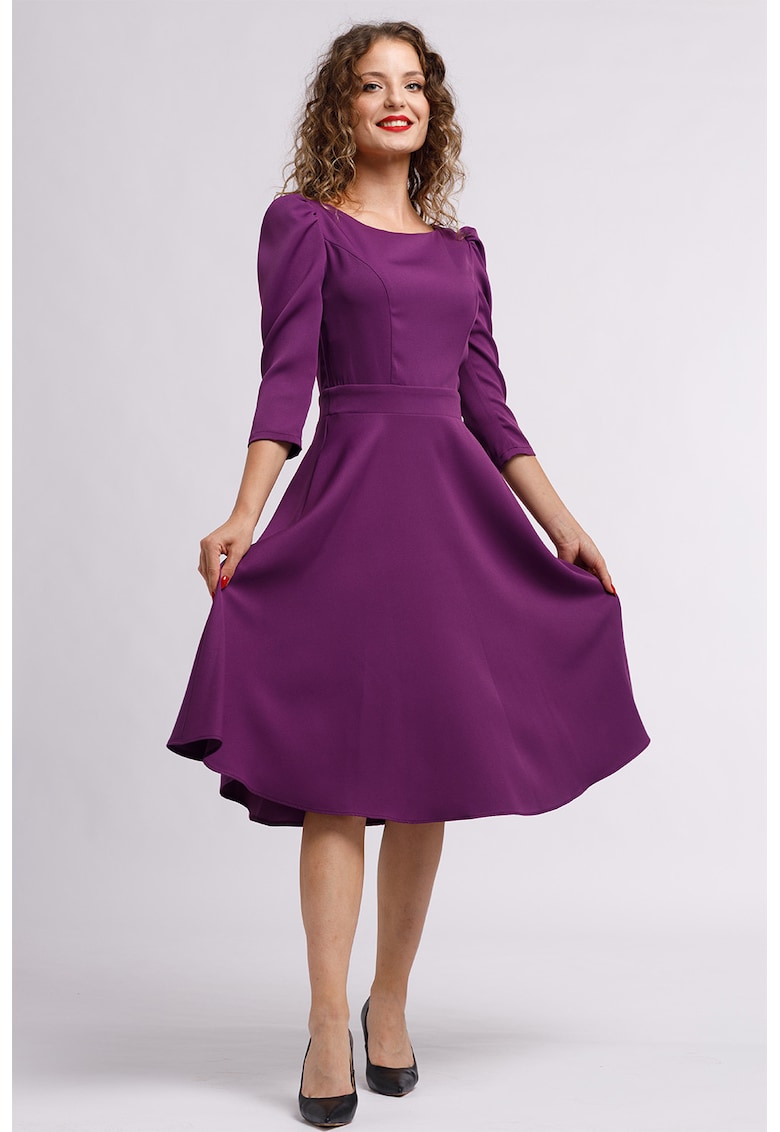 Rochie midi evazata cu fermoar