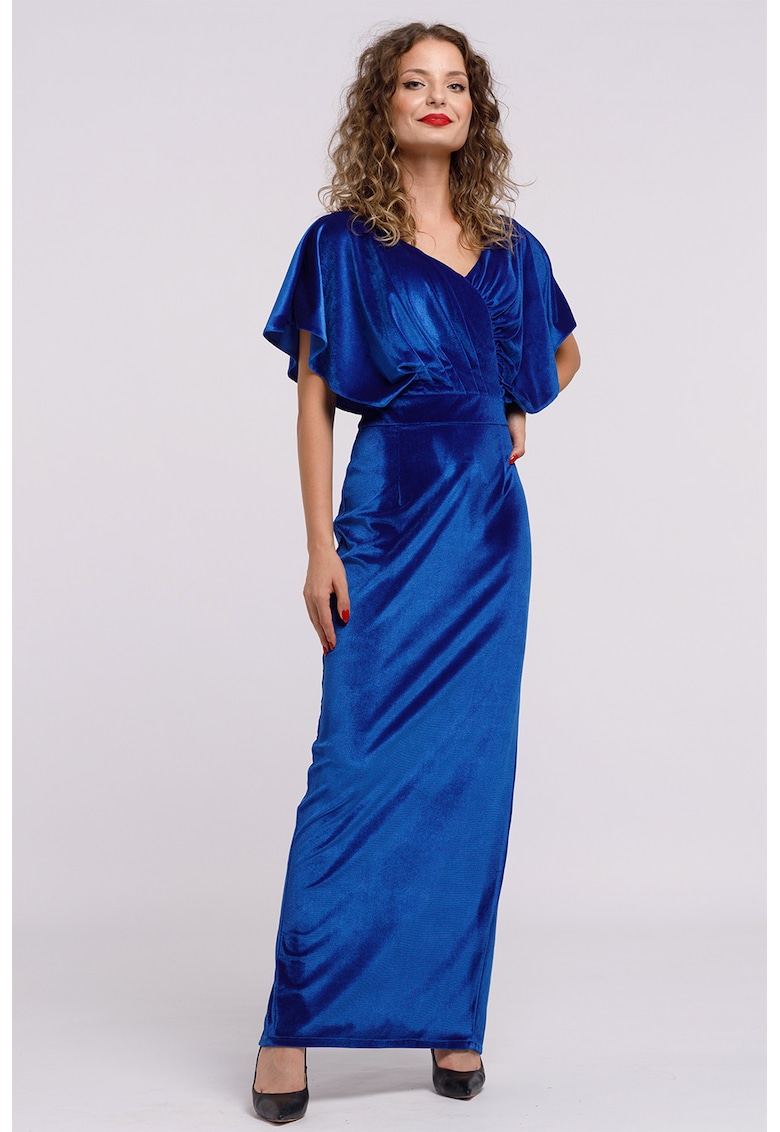 Rochie maxi catifelata cu decolteu in V