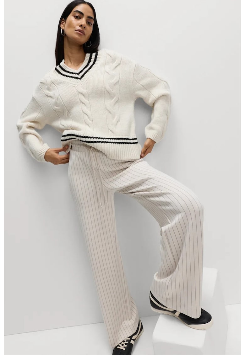 Pulover din amestec de lana cu torsade