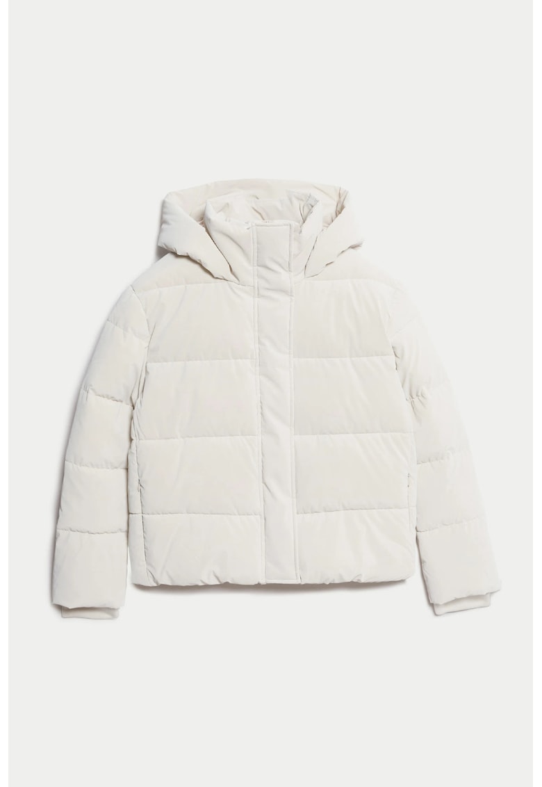 Geaca cu vatelina si gluga - Alb murdar