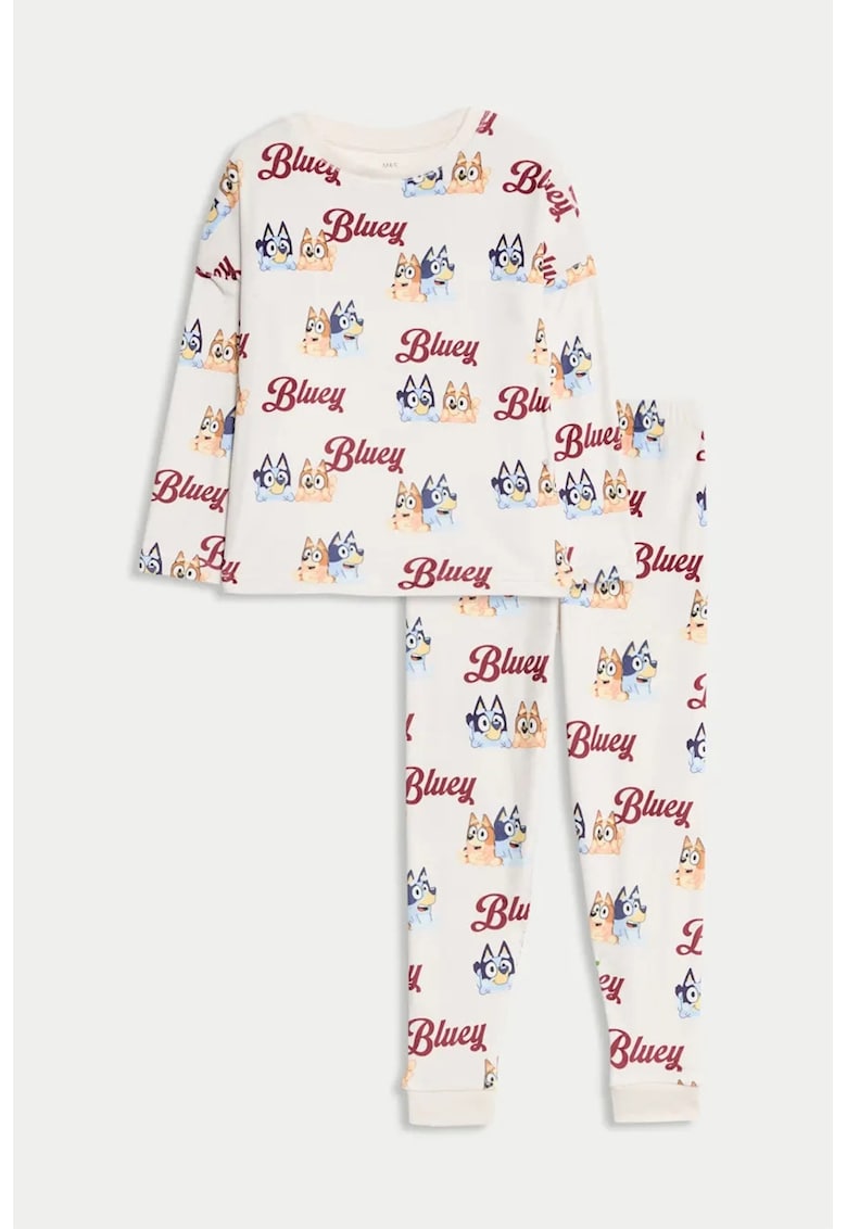 Marks Spencer Pijama lunga cu Bluey - Visiniu/Alb fildes