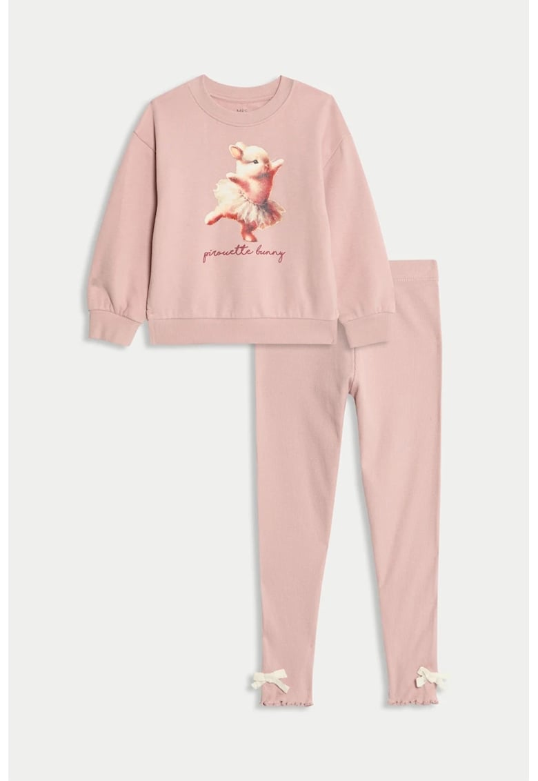 Marks Spencer Pijama cu imprimeu si funda - Roz prafuit