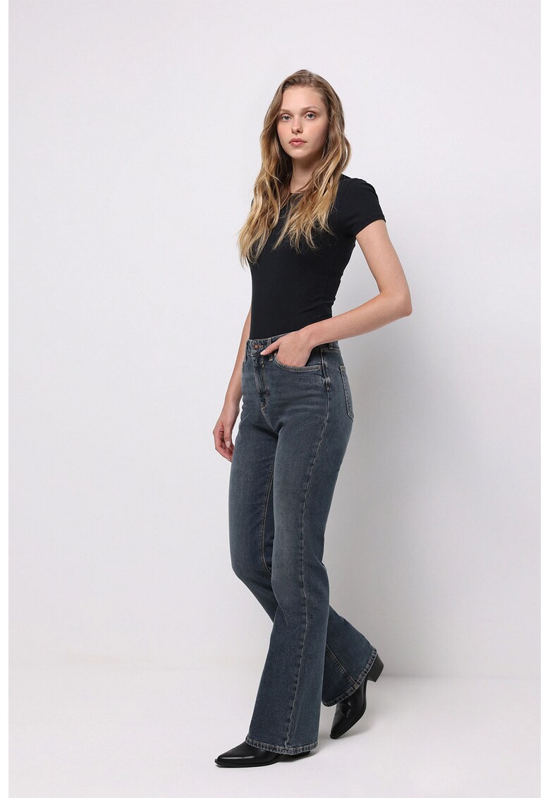 Blugi evazati cu talie medie - Albastru ultramarin