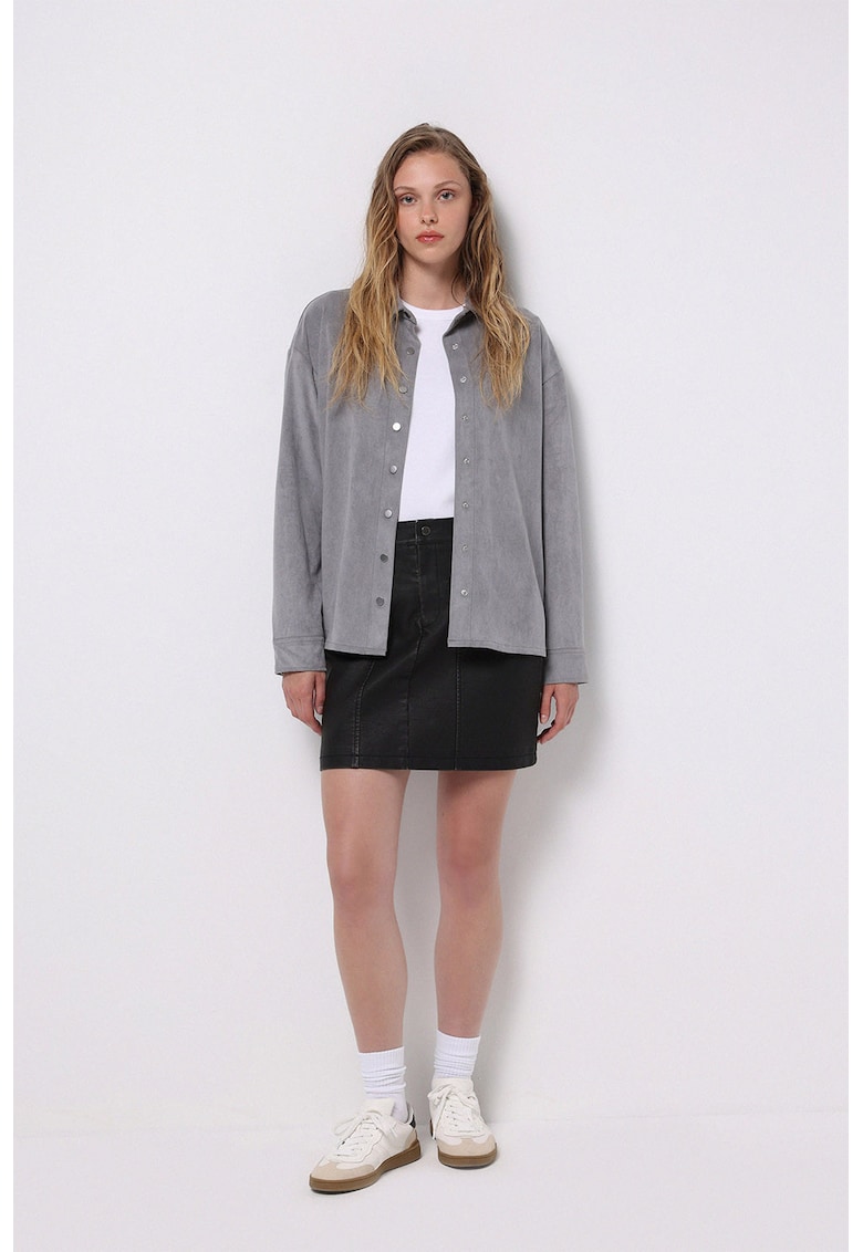 Fusta mini din piele ecologica cu croiala dreapta