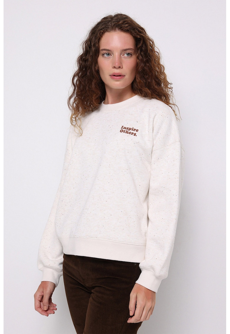 Bluza de trening cu maneci cazute - Ecru