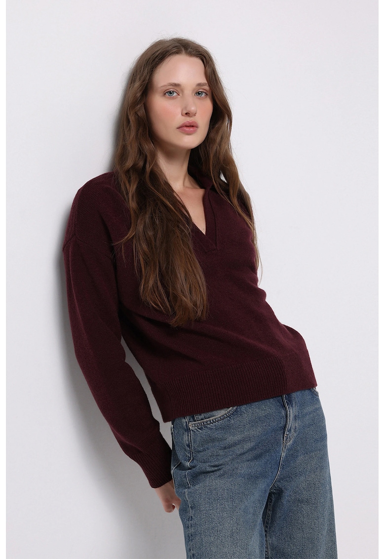 Pulover regular fit cu guler polo Pulover regular fit cu guler polo