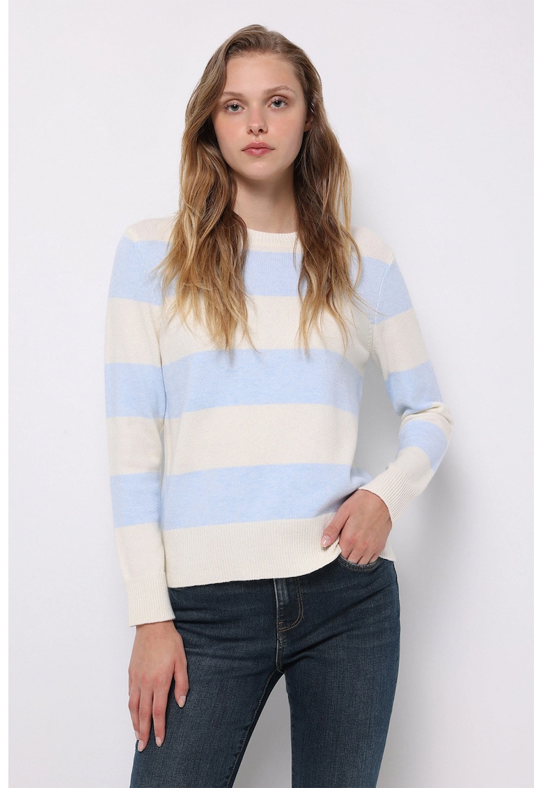 Bluza in dungi cu decolteu la baza gatului