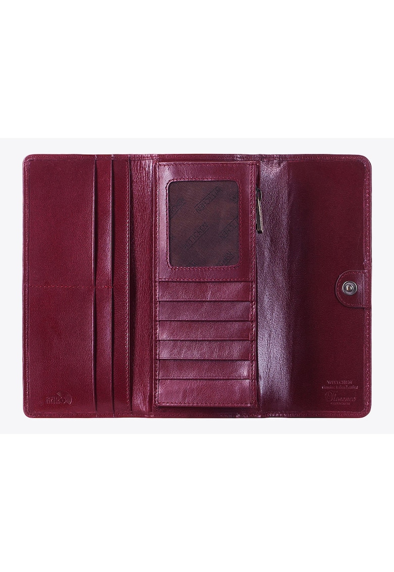 Wittchen Portofel dama din piele lacuita - 9 -5x19cm - cu protectie pentru carduri - bordou.