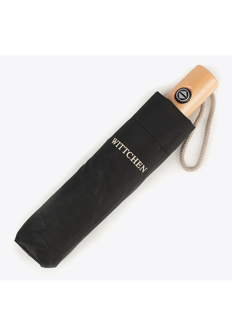 Umbrela barbati - automat - cu maner din lemn - 98cm diametru - 53cm lungime desfasurata - poliester reciclabil