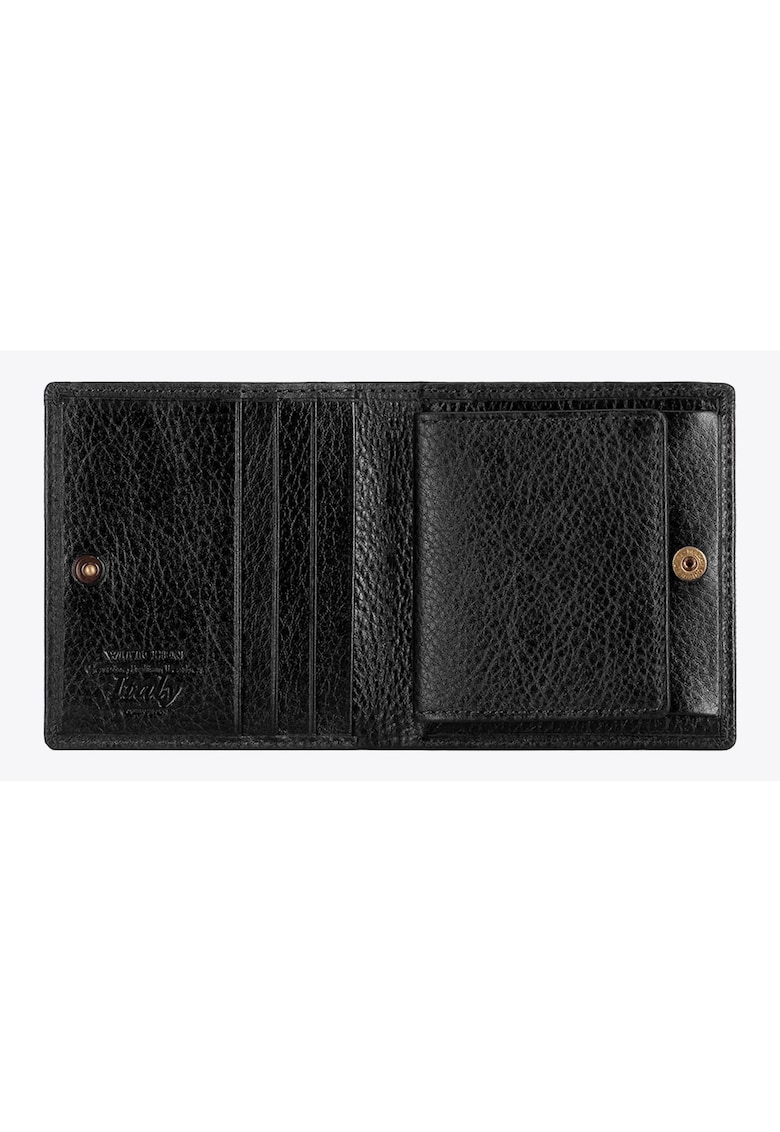 Portofel din piele naturala - compact - 10x9.5cm - negru