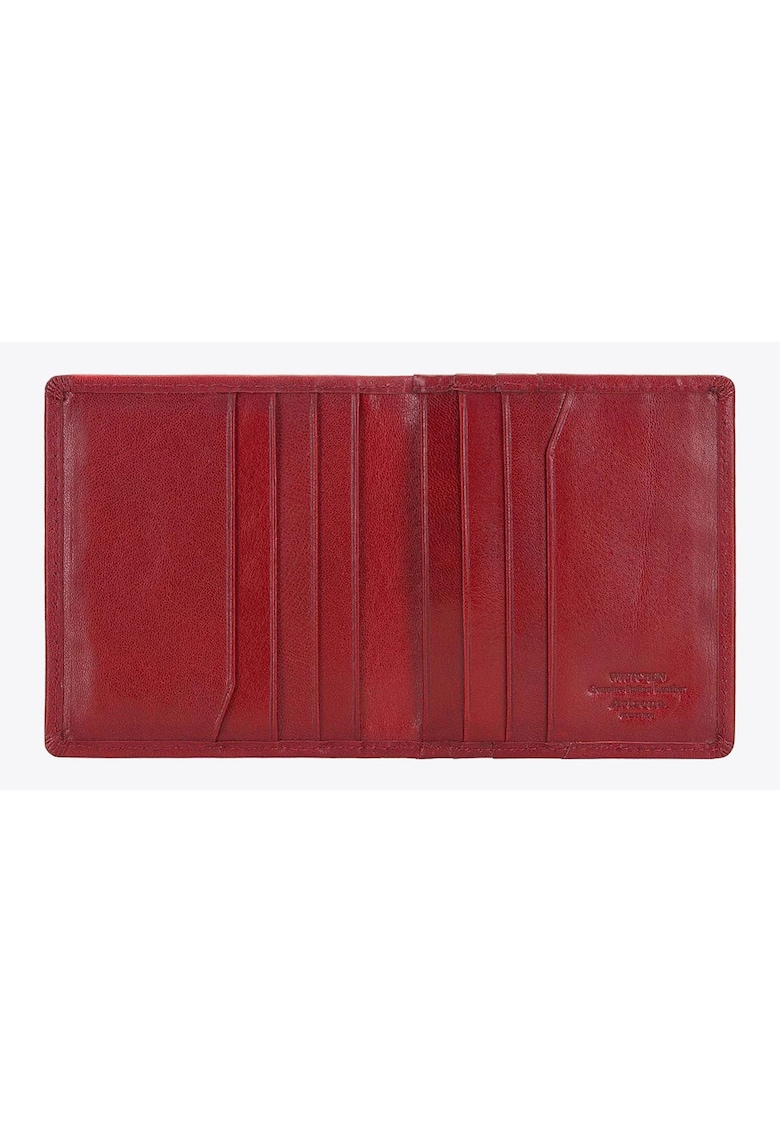 Etui pentru carduri din piele colectia Arizona - 3 compartimente - 9 locuri pentru carduri - rosu - 9x10cm