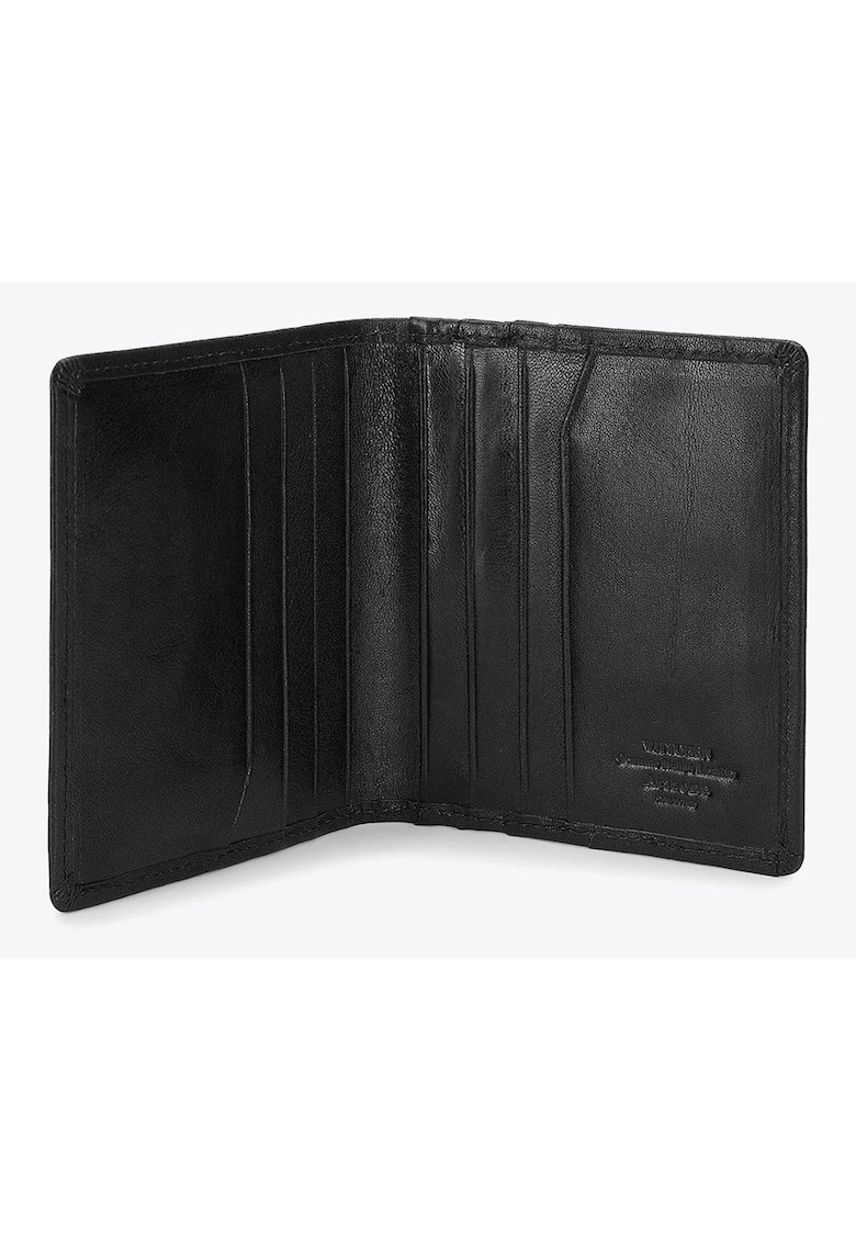 Etui din piele pentru carduri Arizona - 3 compartimente - 9 locuri pentru carduri - negru - 9x10cm
