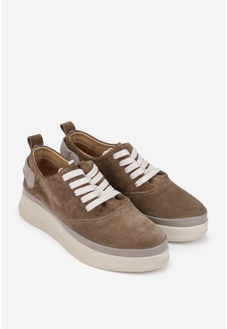 Pantofi dama taupe din piele naturala intoarsa