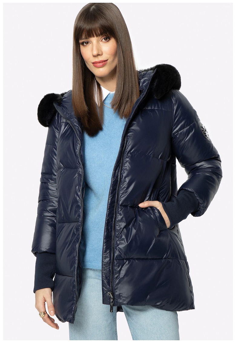 Wittchen Geaca matlasata dama bleumarin - din nylon - cu gluga detasabila