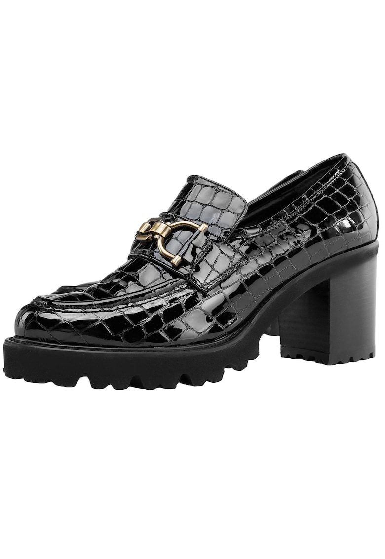Wittchen Mocasini dama - toc gros - piele lacuita - negru