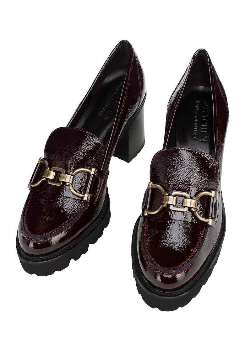 Wittchen Pantofi loafer dama - toc gros - catarama metalica - piele lacuita - bordeaux
