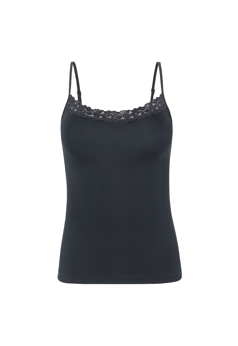 Jockey Top slim fit cu captuseala din dantela - Negru