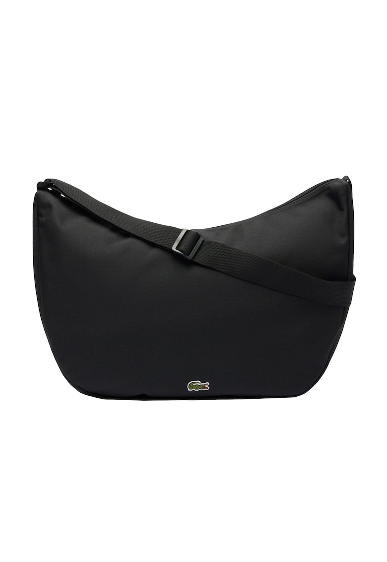Lacoste Geanta din material textil cu model uni si bareta ajustabila pentru umar - Negru