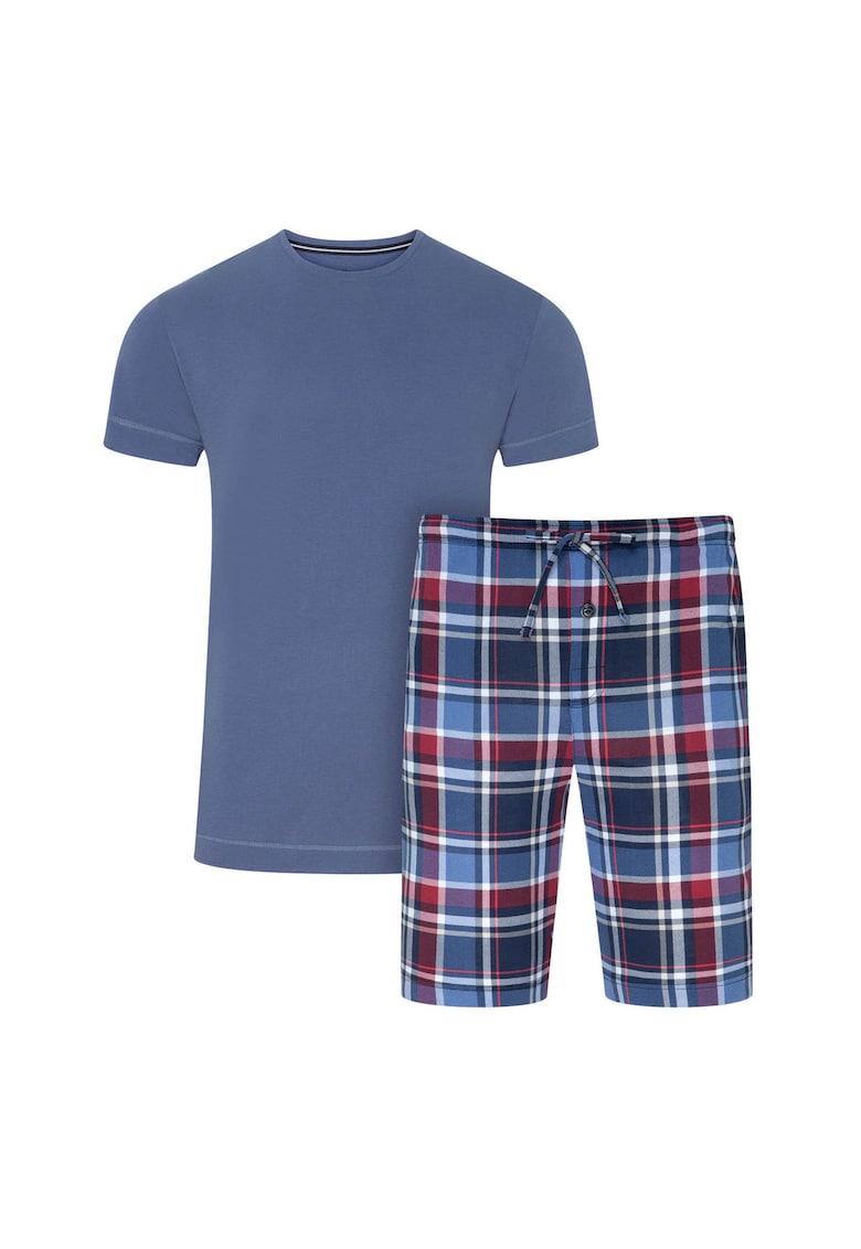 Pijama scurta din amestec de modal - Rosu/Albastru
