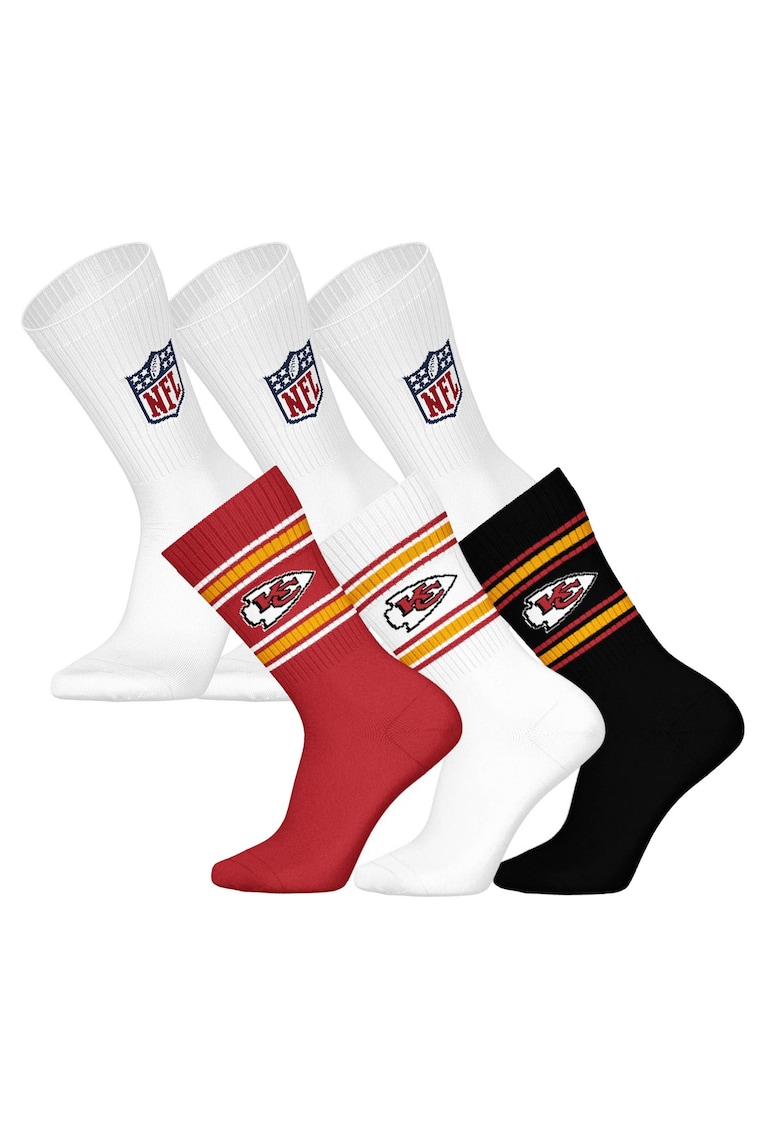 Nfl Set de sosete lungi unisex - 6 perechi - Negru/Coral/Alb optic