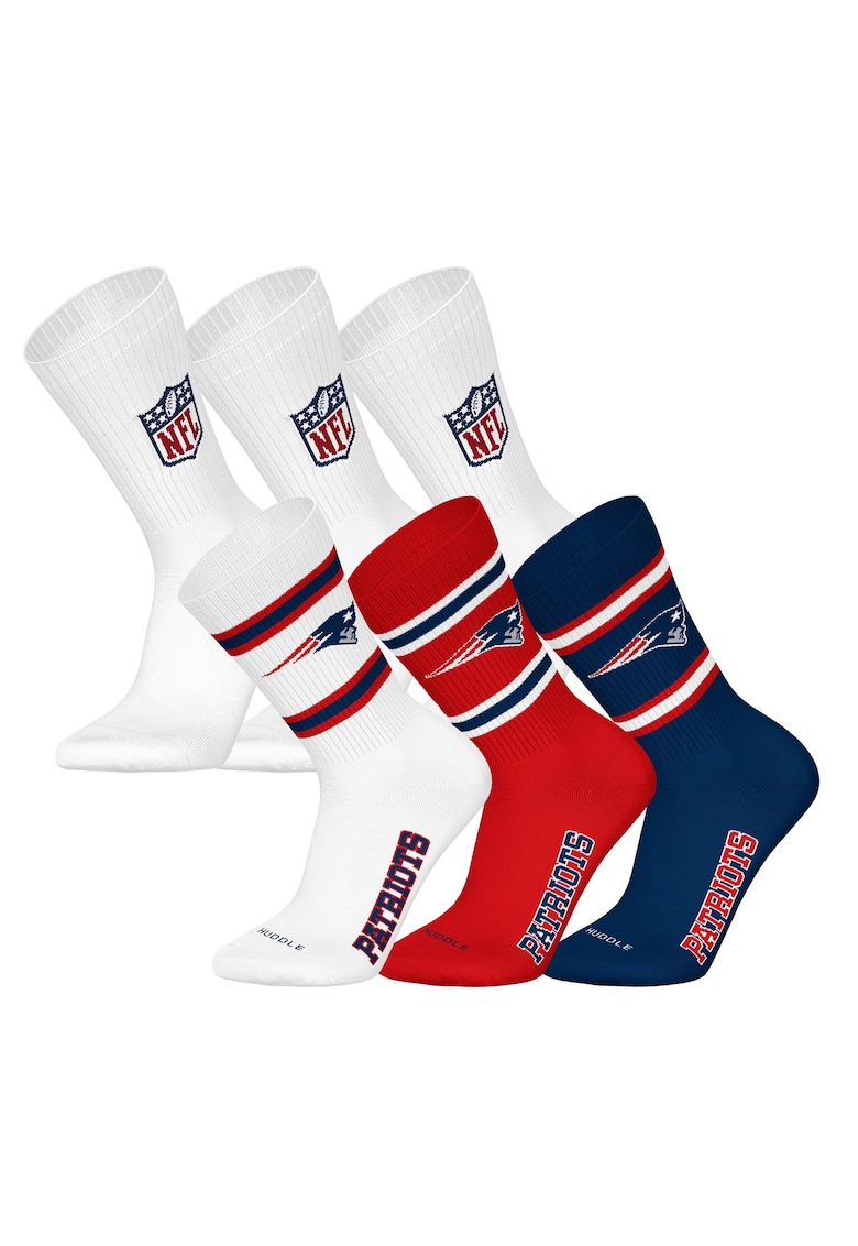 Nfl Set de sosete lungi unisex - 6 perechi - Albastru inchis/Alb optic/Rosu vermillion