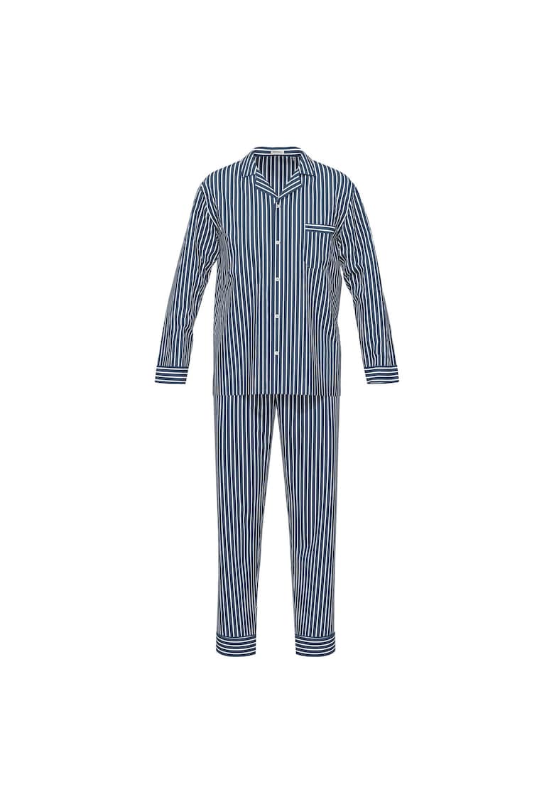 Seidensticker Pijama de bumbac cu dungi - Albastru inchis