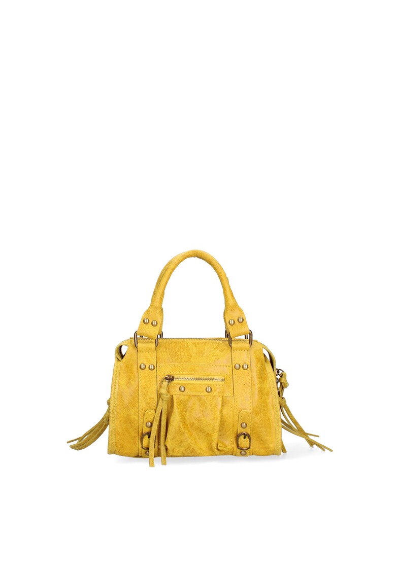 Geanta din piele cu bareta de umar Erisia - Galben