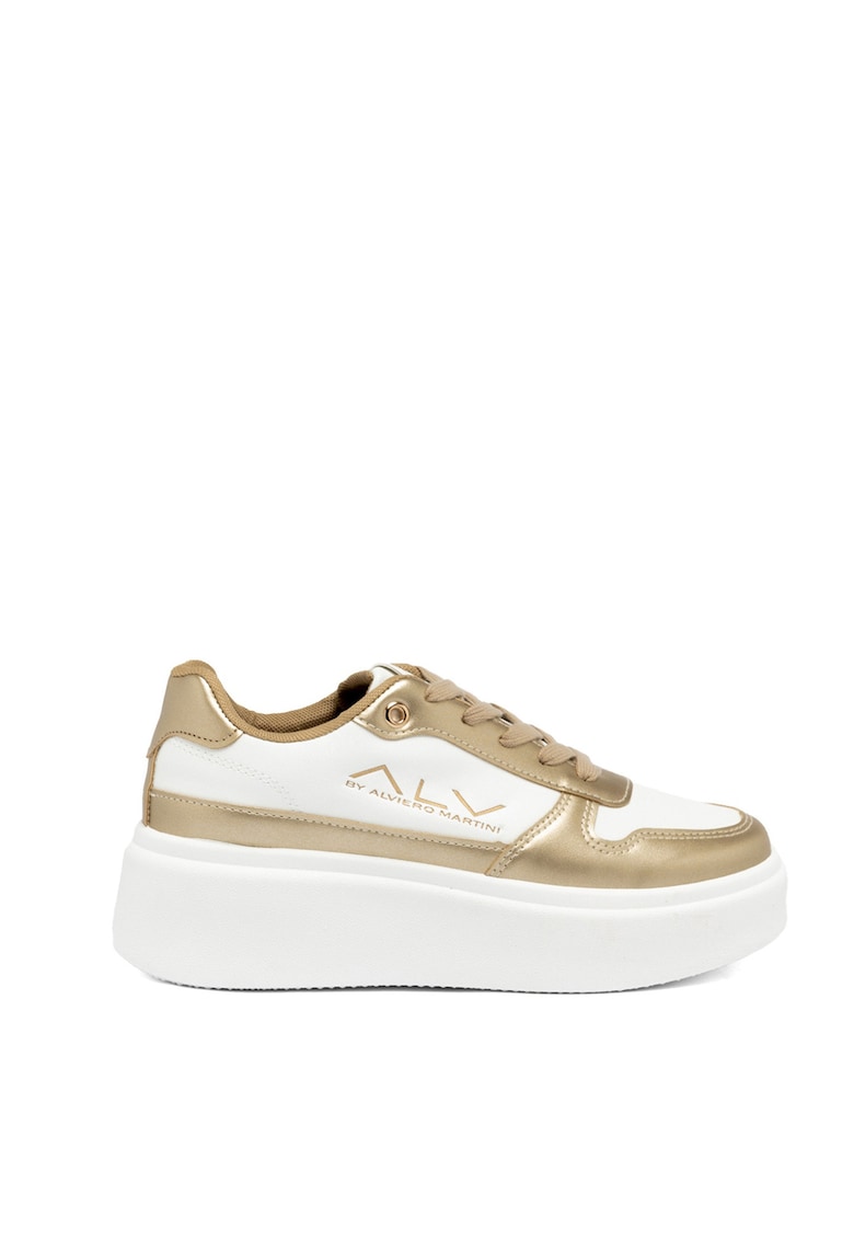 Pantofi sport wedge Eridana - Alb/Auriu