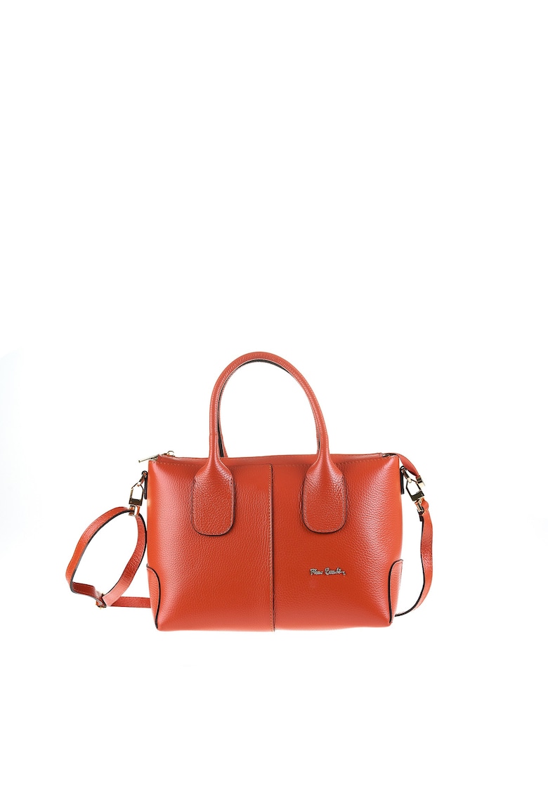 Geanta shopper de piele Silvana - Portocaliu