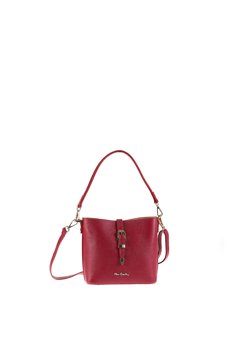 Geanta din piele cu bareta de umar Valeria - Rosu