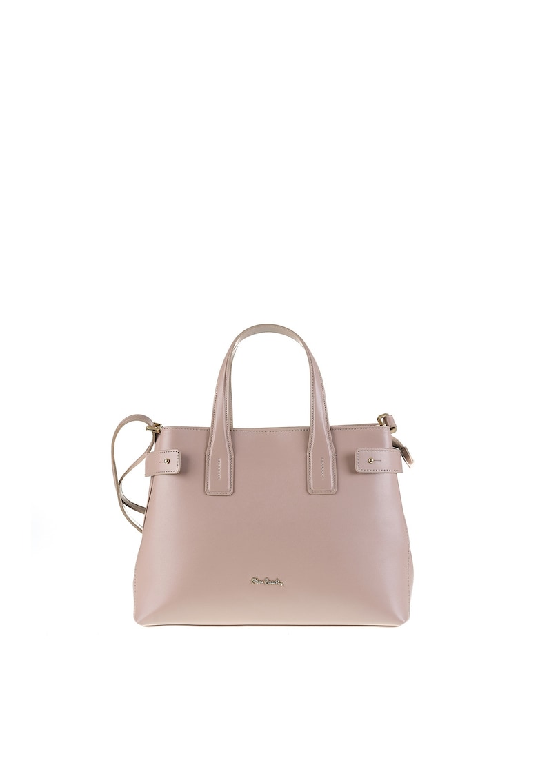 Geanta din piele cu bareta de umar si logo metalic Emberly