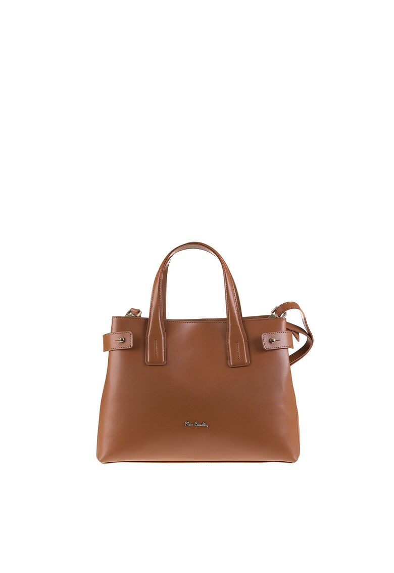 Geanta din piele cu bareta de umar si logo metalic Emberly - Maro