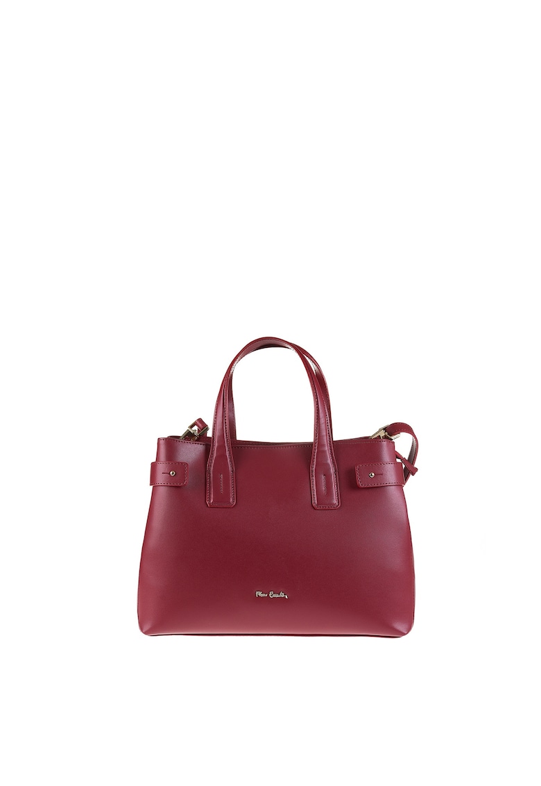 Geanta din piele cu bareta de umar si logo metalic Emberly